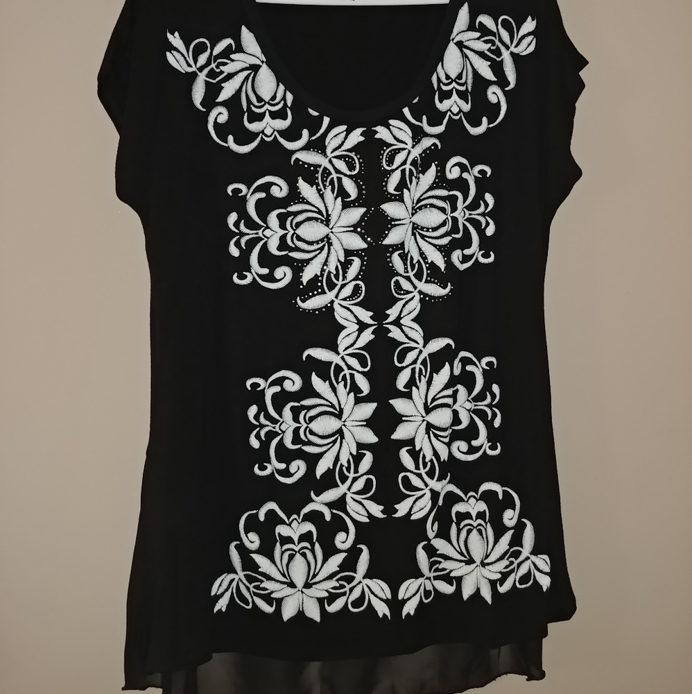 Business casual embroidered top